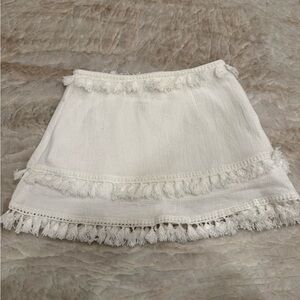 Skylar + Madison Cream Fringe Mini Skirt